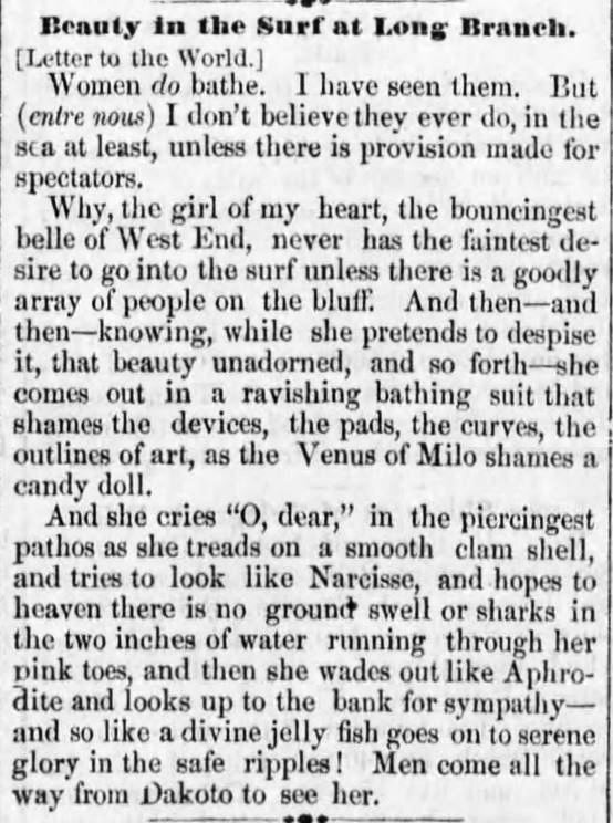 Kristin Holt | Victorians at the Seashore: Beauty in the Surt at Long Branch. Published in Reading Times of Reading, Pennsylvania on June 29, 1876.