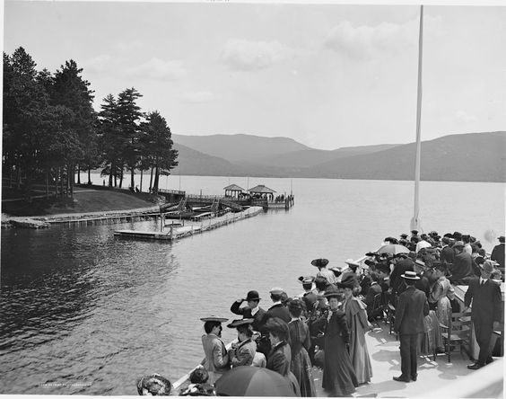 Kristin Holt | Victorian Summer Resorts. Vintage Photograph: approaching Green Island Sagamore Dock 1900-1919. Image, via Pinterest.