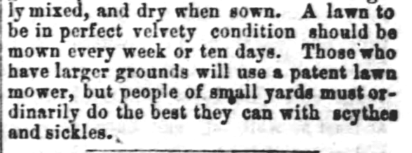 Kristin Holt | Victorian Lawn Mowers. Caring for a Lawn. Part 2. White Cloud Kansas Chief of White Cloud, Kansas on May 27, 1869.