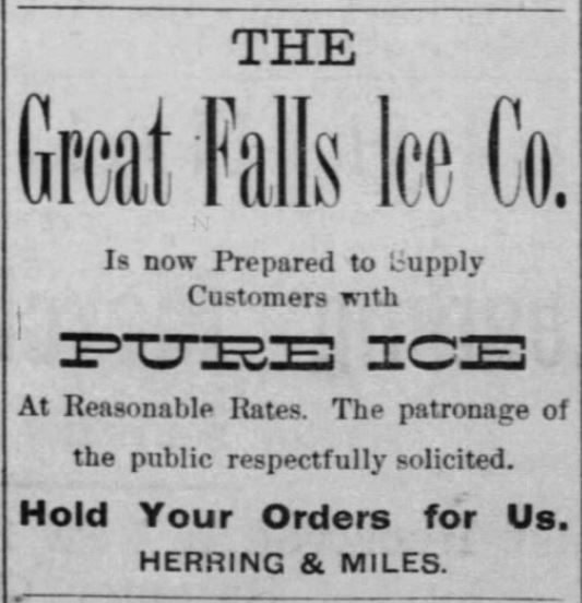 Kristin Holt| Victorian America's Ice Delivery. Great Falls ICE company. Great Falls Tribune of Great Falls, Montana on April 27, 1889.