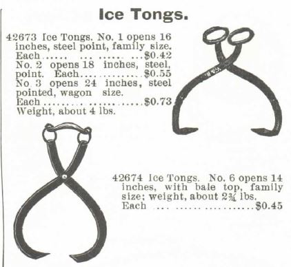 Kristin Holt | Victorian America's Ice Delivery. For sale by Montgomery, Ward and Co. Spring and Summer Catalogue, 1895: "Ice Tongs."