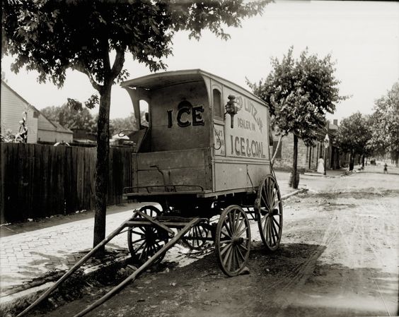 Kristin Holt | Victorian America's Ice Delivery. Fred Lutz, Jr. Ice Wagon. Fred Lutz, Jr., Dealer in Ice and Coal, 8417 Pennsylvania Avenue. Photograph by unknown, ca. 1909 Missouri History Museum Archives. Swekosky-MHS Collection n37764.