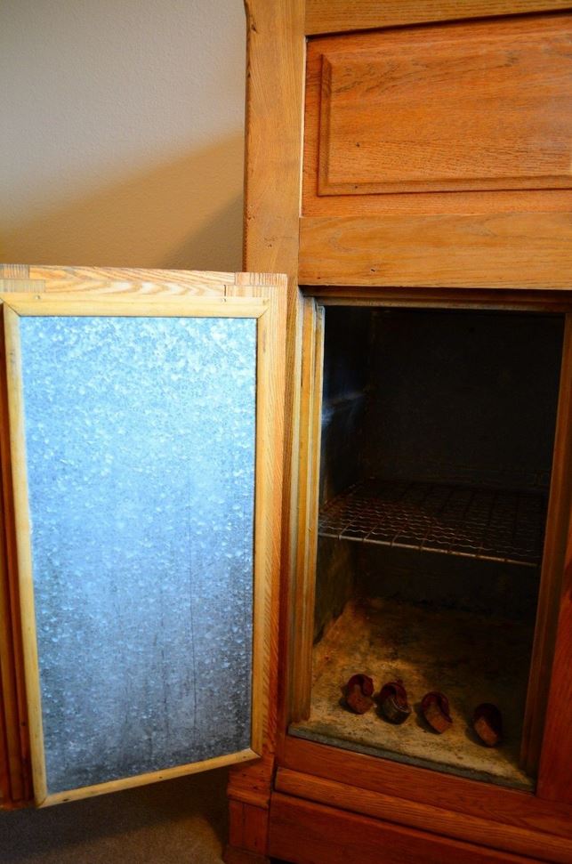 Kristin Holt | Victorian Refrigerators (a.k.a Icebox). Note the casters (rolling wheels) apparently original to the icebox, indicating the piece was moveable, perhaps to clean behind and to sweep beneath.