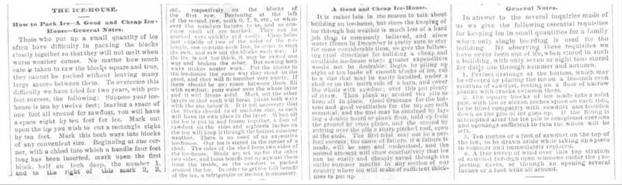 Kristin Holt | Victorian America's Ice Delivery. How to Pack Ice published in The Boston Weekly Globe on February 2, 1881.