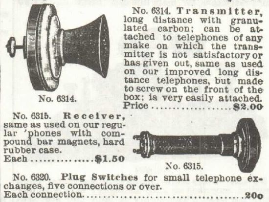 Kristin Holt | Telephones for Sale by Sears Roebuck. Phone transmitter and switches offered in the Sears, Roebuck and Co. Catalogue, 1897.