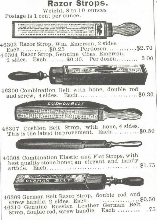 Razor Strops. Part 1. Montgomery Ward Catalog, 1895, Spring and Summer