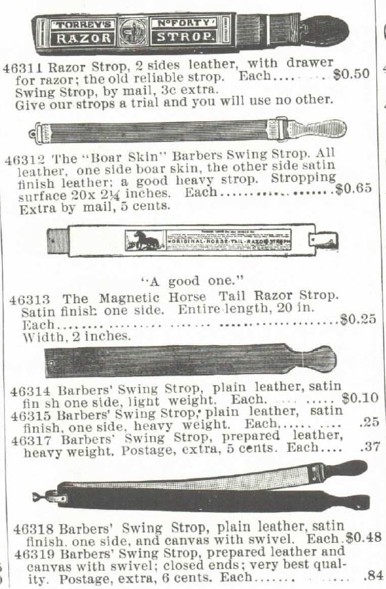 Razor Strops. Part 2. Montgomery Ward Catalog, 1895, Spring and Summer