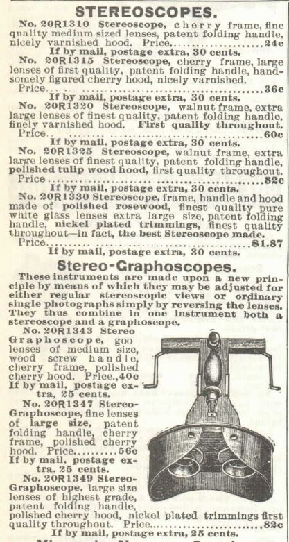 Kristin Holt | Stereoscopes: Victorian Photograph Viewing. Part 1. Stereoscopes for sale from the Sears, Roebuck and Co. Catalogue, 1902.