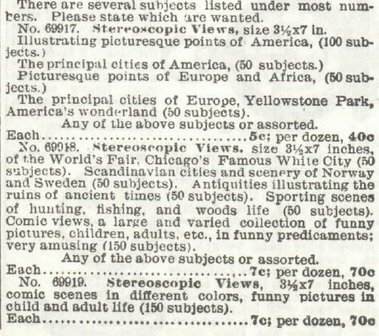 Kristin Holt | Stereoscopes: Victorian Photograph Viewing. Part 2 of 4: Stereoscopic Views offered for sale by Sears, Roebuck and Co., 1897.