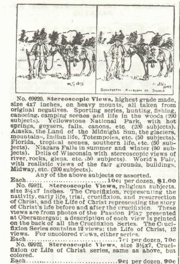 Kristin Holt | Stereoscopes: Victorian Photograph Viewing. Part 3 of 4: Stereoscopic Views offered for sale by Sears, Roebuck and Co., 1897.