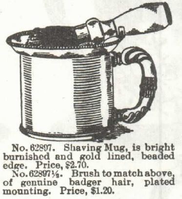 Kristin Holt | Victorian Shaving, Part 1: Another gold-lined shaving mug offered in Sears Roebuck & Co. Catalogue, 1897 (No. 104), p 462.