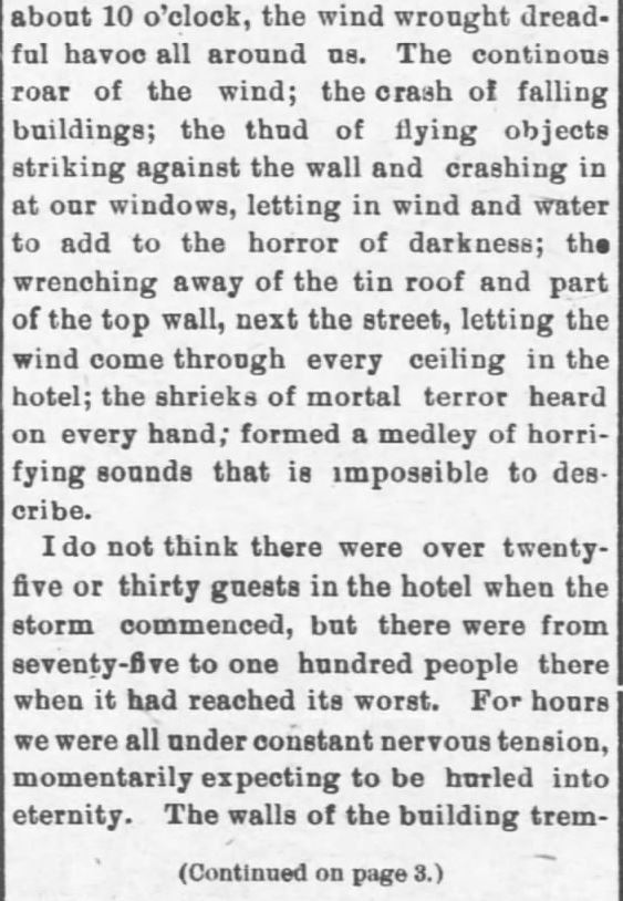 Kristin Holt | Great Hurricane, Galveston, TX (September 8, 1900). Galveston Storm Part 11. Salina Daily Republican-Journal of Salina, Kansas, September 18, 1900.