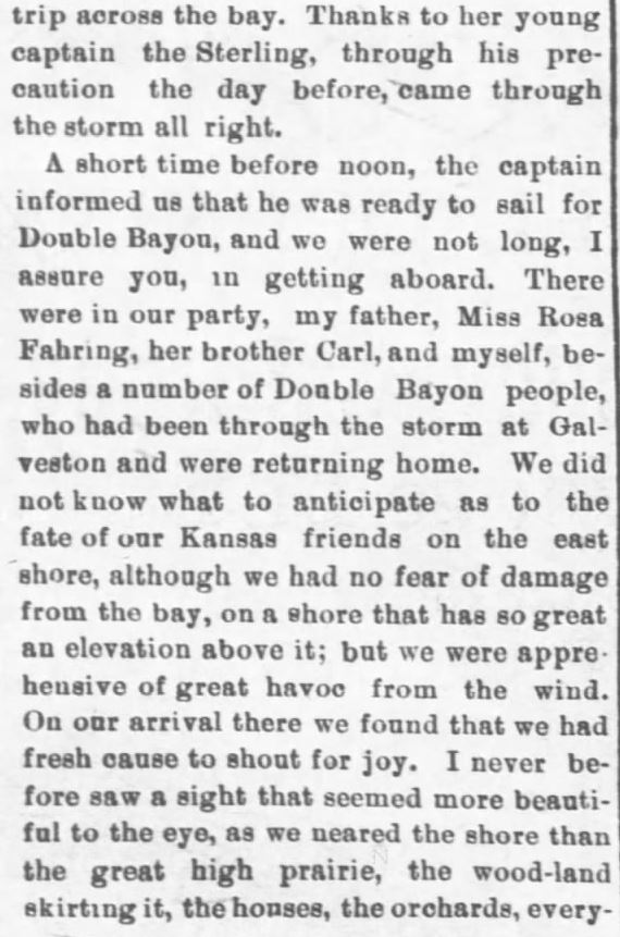 Kristin Holt | Great Hurricane, Galveston, TX (September 8, 1900). Galveston Storm Part 14. Salina Daily Republican-Journal of Salina, Kansas, September 18, 1900.