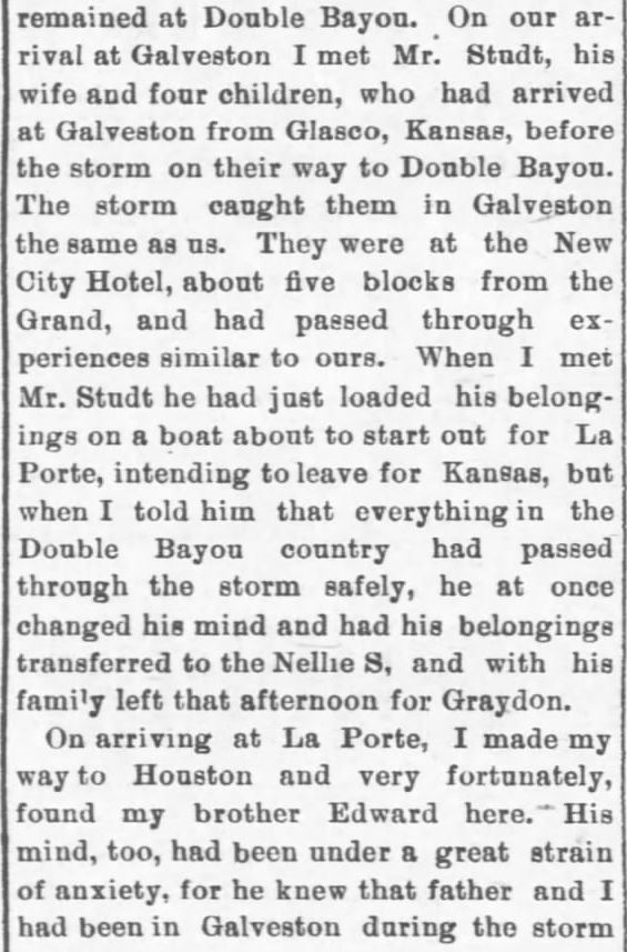 Kristin Holt | Great Hurricane, Galveston, TX (September 8, 1900). Galveston Storm Part 16. Salina Daily Republican-Journal of Salina, Kansas, September 18, 1900.