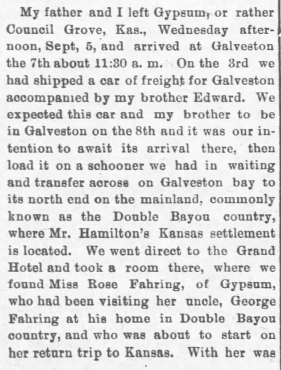 Kristin Holt | Great Hurricane, Galveston, TX (September 8, 1900). Galveston Storm Part 2. Salina Daily Republican-Journal of Salina, Kansas, September 18, 1900.