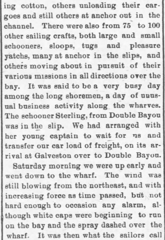 Kristin Holt | Great Hurricane, Galveston, TX (September 8, 1900). Galveston Storm Part 4. Salina Daily Republican-Journal of Salina, Kansas, September 18, 1900.
