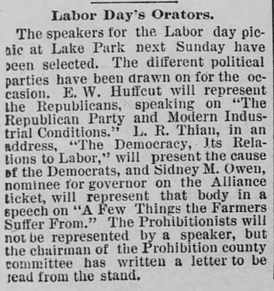 Kristin Holt | Victorian America Celebrates Labor Day. Labor Day Orators. The Saint Paul Globe of Saint Paul, Minnesota, on August 9, 1890.