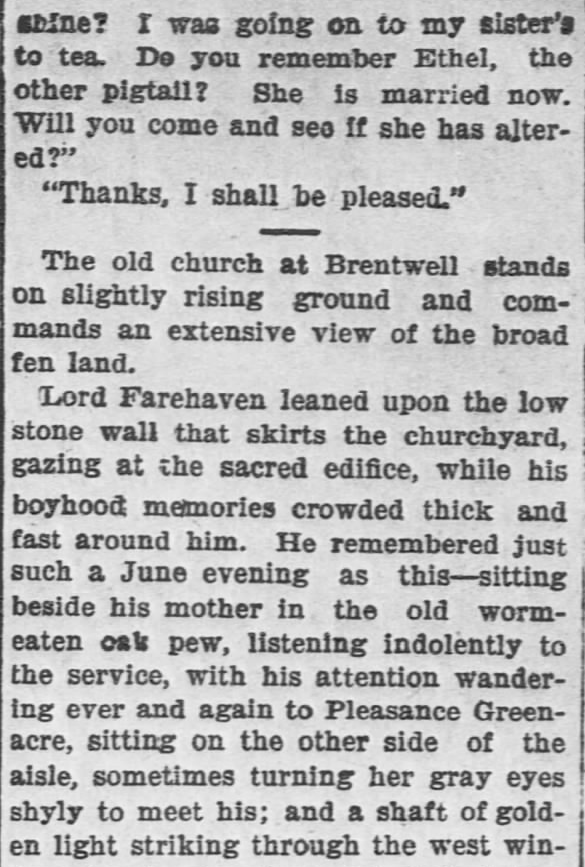 Kristin Holt | Pleasance? Is that a real name? Like a Tale Told, Part 7, published in The Hays Free Press of Hays, Kansas on July 20, 1901.