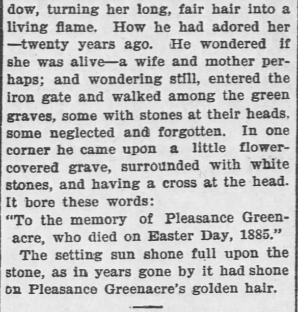 Kristin Holt | Pleasance? Is that a real name? Like a Tale Told, Part 8, published in The Hays Free Press of Hays, Kansas on July 20, 1901.