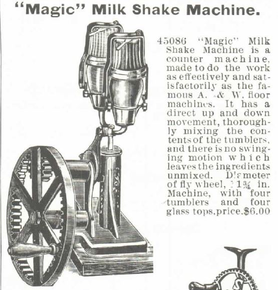 Kristin Hol t| Shave Ice & Milk Shakes--in the Old West? Magic Milk Shake Machine. 1895 Montgomery, Ward and Co. Catalogue.