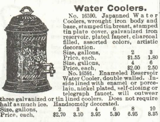 Kristin Holt | Kristin Holt | Shave Ice & Milk Shakes--in the Old West? Water Coolers for sale by Sears, Roebuck and Co. Catalogue, 1897.