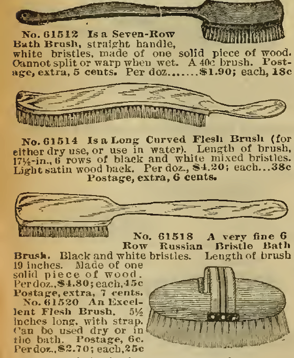 Kristin Holt | Old West Bath Tubs. Bath Brushes in the Sears, Roebuck & Co. Catalog, 1898.
