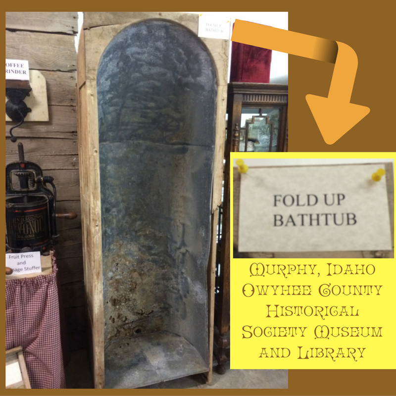 Kristin Holt | Old West Bath Tubs. Photograph: Fold Up Bathtub on display at Owyhee County Historical Society Museum and Library in Murphy, Idaho.