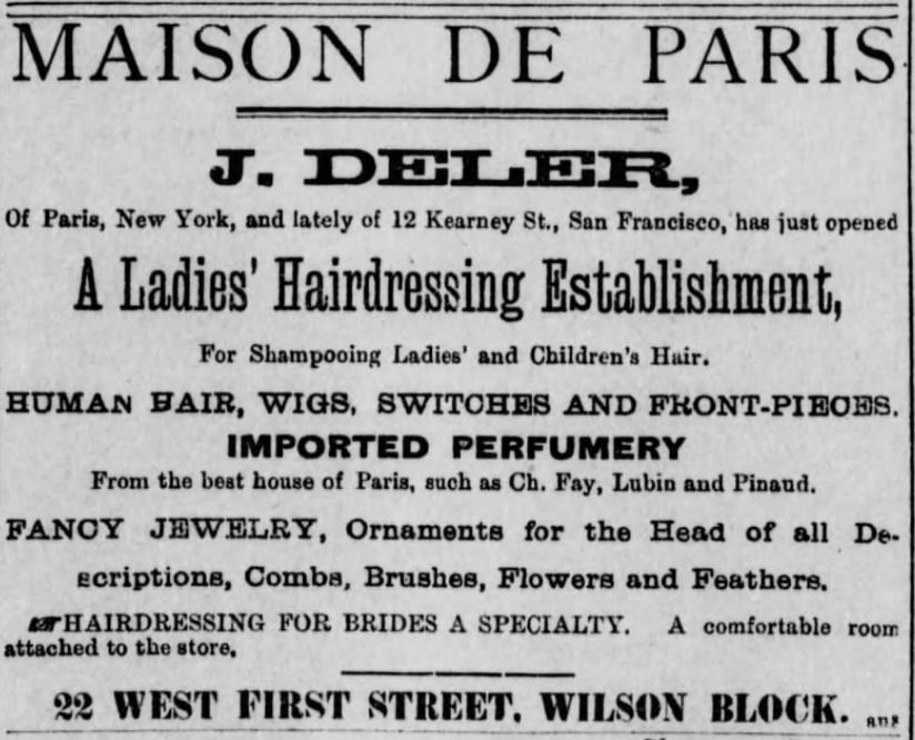 Kristin Holt | Victorian Ladies' Hairdressers. Los Angeles Herald of Los Angeles, California, on November 13, 1886.