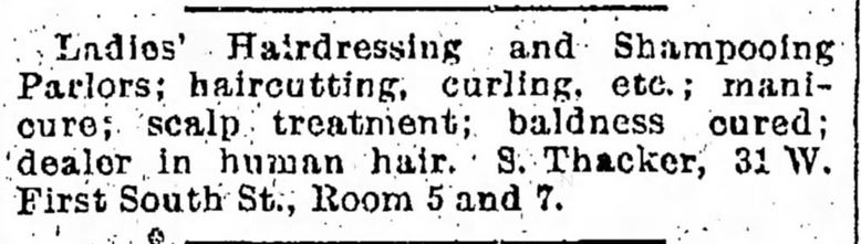 Kristin Holt | Victorian Ladies' Hairdressers | The Salt Lake Tribune of Salt Lake City, Utah, on October 12, 1890.