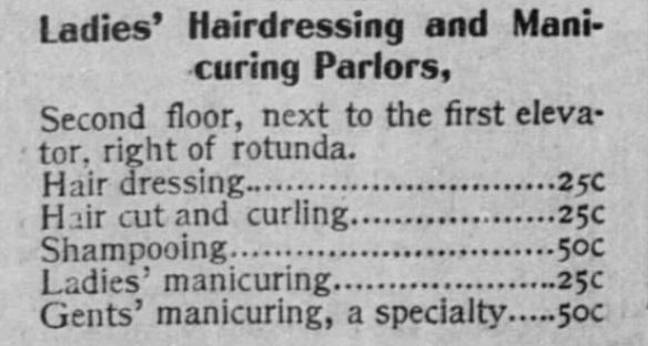 Kristin Holt | Victorian Ladies' Hairdressers. This Ladies' Hairdressing Parlor includes Manicuring. The San Francisco Call of San Francisco, California, on July 5, 1896.