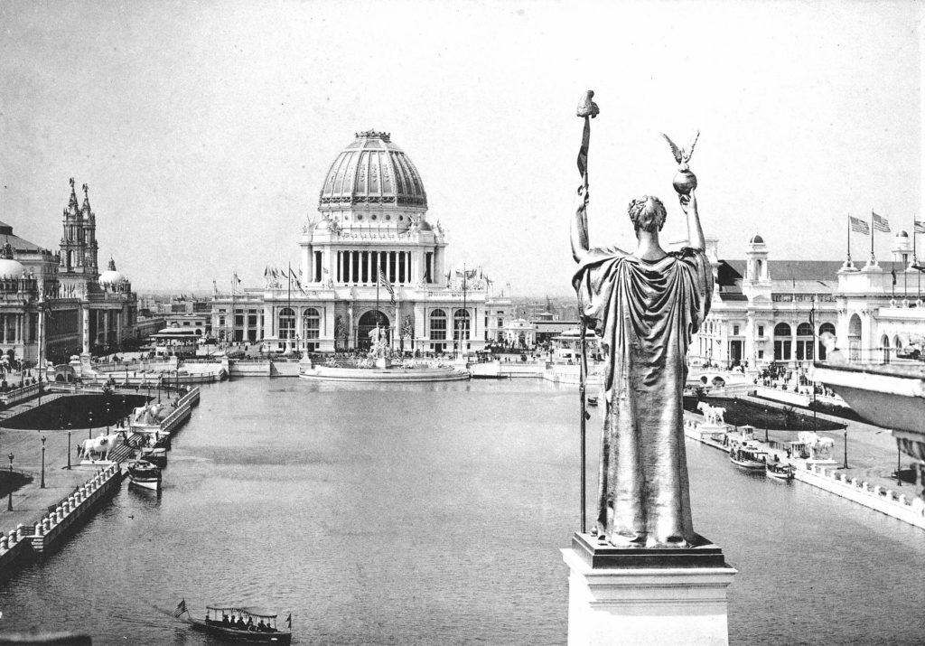 Kristin Holt | BOOK REVIEW: It Happened At The Fair. Looking West from Peristyle Court of Honor and Grand Basin, 1893, World's Columbian Exhibition (World's Fair). [Image: Public Domain, via Wikipedia]