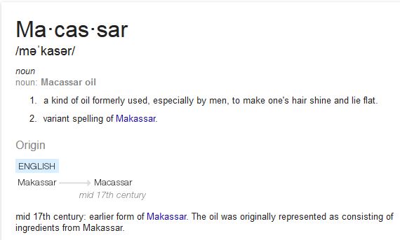 Kristin Holt | Victorian Era Men's Hairstyles. Macassar Oil, defined by Google.