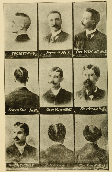Kristin Holt | Victorian Era Men's Hairstyles. Image 3 of Men's Hairstyles, from Barber Instructor and Toilet Manual (1900).