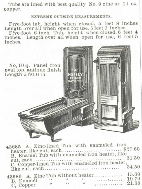 Kristin Holt | Old West Bath Tubs. The Mosely Self-Heating Folding Bath Tub and Water Heater (for Gas or Gasoline). For sale in the Montgomery Ward & Co. Catalog of 1895. Part 2 of 4.