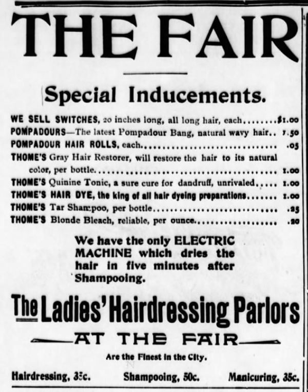 Kristin Holt | Victorian Ladies' Hairdressers. Chicago Eagle of Chicago, Illinois on October 5, 1901.