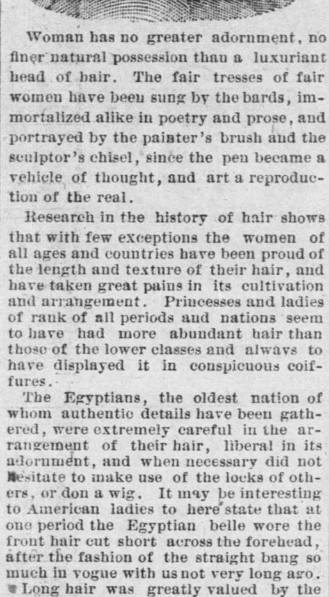 Kristin Holt | Styling Ladies' Hair, American 19th Century. Forth Worth Daily Gazette of Fort Worth, Texas on February 24, 1889. Part 2.