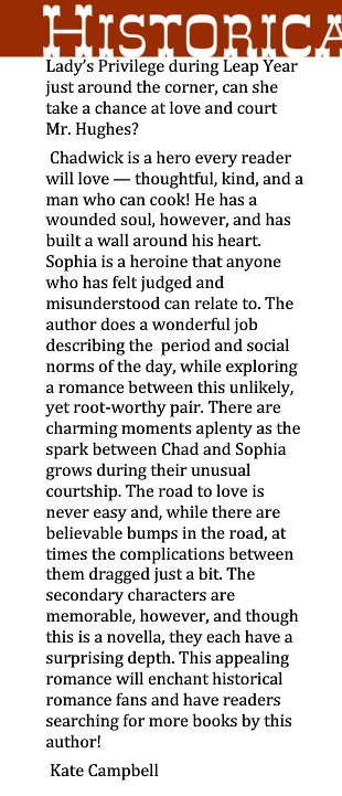 InD'Tale 4.5 Star-Review of SOPHIA'S LEAP-YEAR COURTSHIP, Part 2.