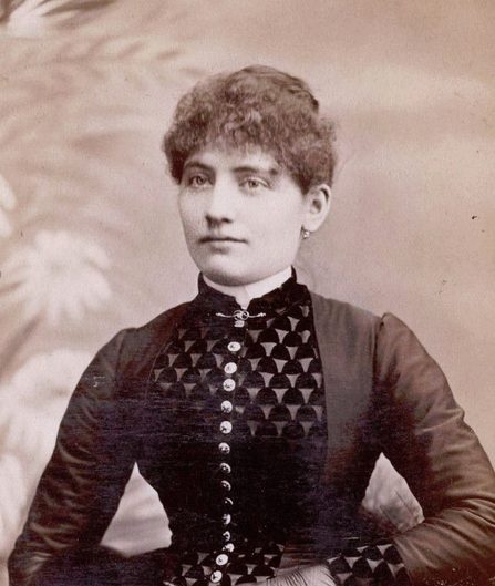 Kristin Holt | 19th Century Earrings: Fact or Fiction? Image: Vintage photograph: well-dressed young woman, photographed in Brooklyn, NY, wears "ear drops". Image: for sale on ebay.