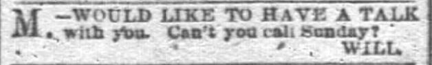 Kristin Holt | Victorians Flirting... In the Personals? Private communication. San Francisco Chronicle of San Francisco, California on March 9, 1890.