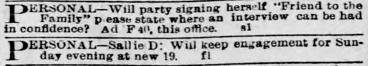 Kristin Holt | Victorians Flirting... In the Personals? Flirtations! St. Louis Post-Dispatch of St. Louis, Missouri on November 14, 1885. 