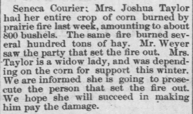 Kristin Holt | This Day in History: November 16. Prairie Fires, Part 2. The Daily Commonwealth of Topeka, Kansas, on November 16, 1880.