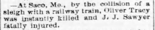 Kristin Holt | How to Conduct a Victorian Sleigh Ride. Fatal accident as sleigh collides with train. Pittsburgh Weekly Gazette of Pittsburgh, Pennsylvania on March 17, 1870.