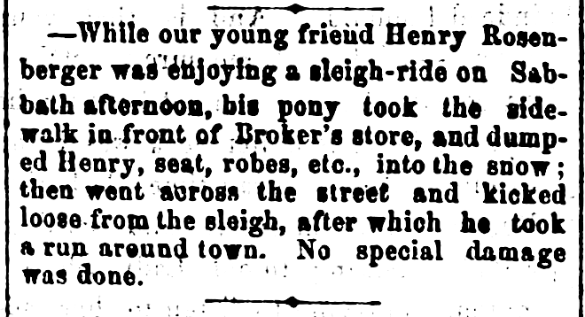 Kristin Holt | How to Conduct a Victorian Sleigh Ride. An accident tumbles driver from his sleigh, then the horse ran about town! The St. Cloud Journal of St. Cloud, Minnesota on February 3, 1870.