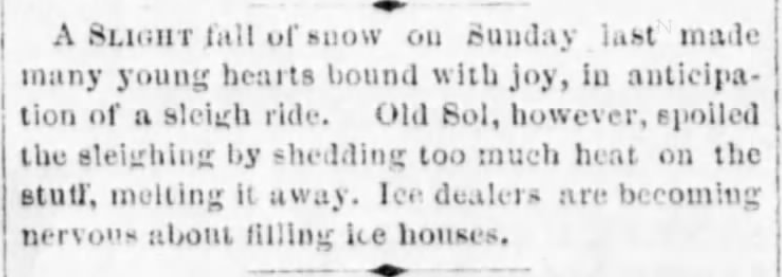 Kristin Holt | How to Conduct a Victorian Sleigh Ride. Report of "many young hearts bound with joy, in anticipation of a sleigh ride." From Sanbury American of Sanbury, Pennsylvania, January 2, 1874.Sanbury American of Sanbury, Pennsylvania on January 2, 1874.