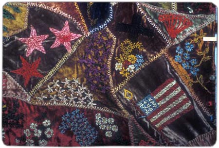 A Double-Topped Quilt: Remembering a Love of a Lifetime. Photo: This crazy quilt from the late 19th century, by Clara Graf Lederer Stanton, features a profusion of embroidery in cotton and chenille thread. [Image: