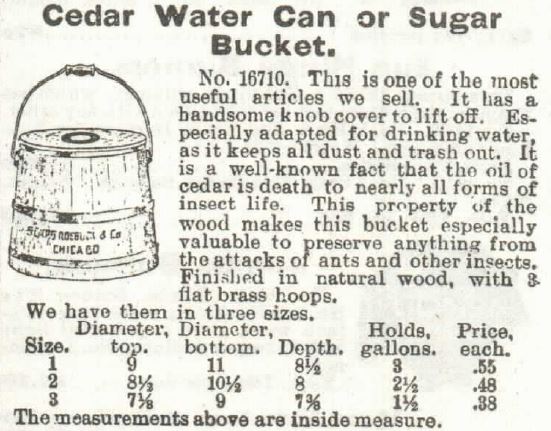 Kristin Holt | Introducing the REAL Sophia Amelia Sorensen...and her cookie jar. Cedar Water Can or Sugar Bucket, sold in Sears, Roebuck & Co. Catalogue 1897.