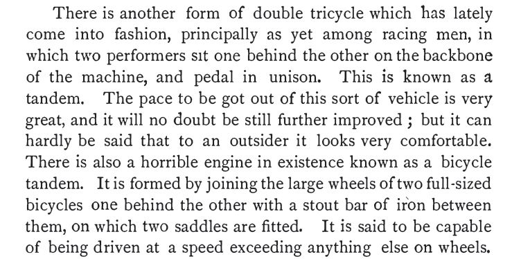 Kristin Holt | Bicycle Built for Two. From The Tandem Bicycle by Viscount Bury, 1887.