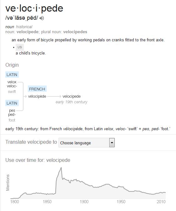 Kristin Holt | Bicycle Built For Two. Definition: Velocipede from Google. Note the use over time for this word, an early form of a bicycle.