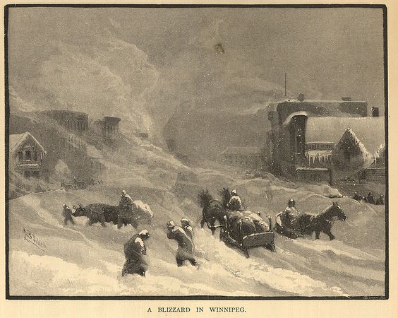 Kristin Holt | Victorian Blizzards, Nonstop in the 1880s. Vintage illustration, "A Blizzard in Winnipeg (Manitoba, Canada)." Image courtesy of Pinterest.