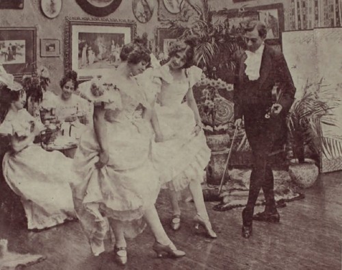 Kristin Holt | Victorian Dancing Etiquette. Victorian-era photograph of dancing master with young lady dancing pupils. Image: We Heart It.